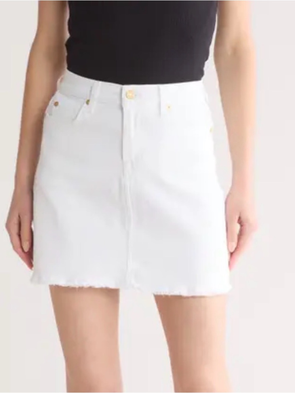 Seven For All Mankind White Denim Mini Skirt with Gold Hardware Sz 28 Cowgirl